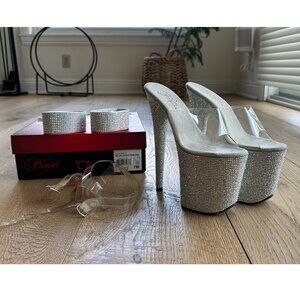 Pleaser rhinestone crystal heel bejeweled size 7